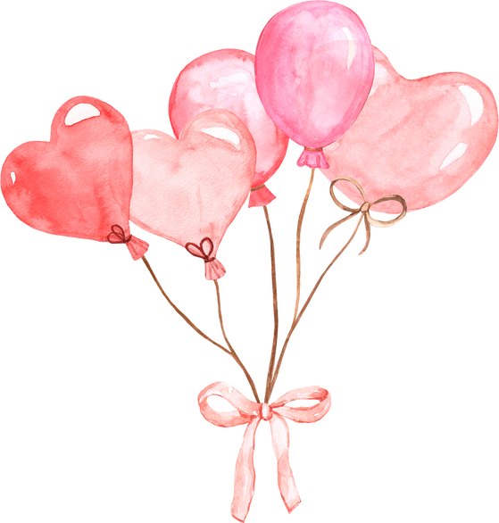 Pink balloons watercolor illustration